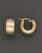 14k Gold Wide Band Matte Hoop Earrings With Satin Finish