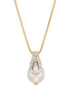 John Hardy 18k Yellow Gold Bamboo Cultured Freshwater Pearl & Pave Diamond Pendant Necklace, 16