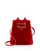 Charlotte Olympia Feline Velvet Bucket Bag