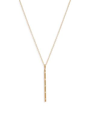 Zoe Chicco Diamond Accented Vertical Bar Necklace In 14k Yellow Gold, 16-18, 0.025 Ct. T.w.