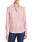 Marled Shirred Button-down Utility Top