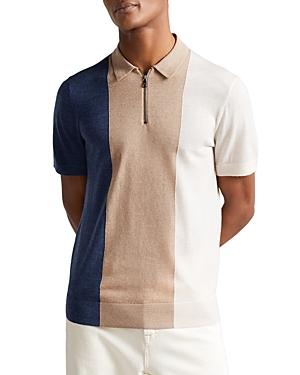 Ted Baker Merino Striped Quarter Zip Polo Shirt