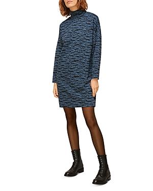 Whistles Tiger Stripe Funnel Neck Mini Dress