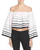 Kendall + Kylie Printed Off-the-shoulder Top