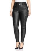 City Chic Wet Look Coated Skinny Moto Jeans