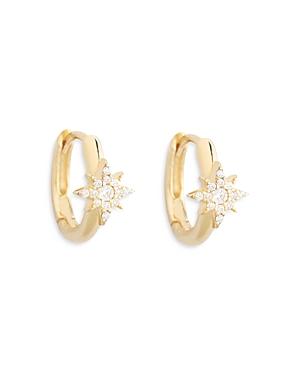 Aqua Cubic Zirconia Starburst Huggie Hoop Earrings In 18k Gold Plating - 100% Exclusive