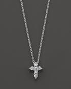 Roberto Coin 18 Kt. White Gold/diamond Small Cross Necklace