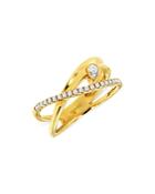 Bloomingdale's Diamond Crossover Ring In 14k Yellow Gold - 100% Exclusive