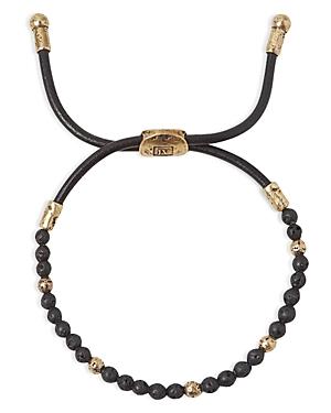 John Varvatos Men's Brass Distressed Lava Stone Bead Bolo Bracelet