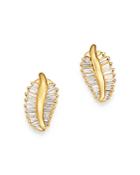 Bloomingdale's Diamond Baguette Leaf Stud Earrings In 14k Yellow Gold - 100% Exclusive