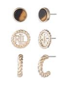 Lauren Ralph Lauren Gold-tone Stud & Hoop Earrings, Set Of 3