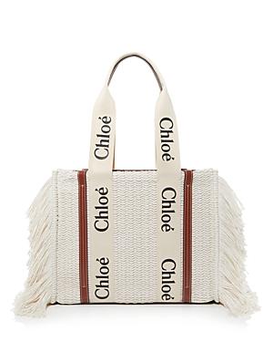 Chloe Woody Medium Woven Fringe Tote