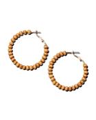 Aqua Cara Wood Beaded Hoop Earrings - 100% Exclusive