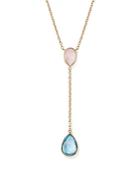 Blue Topaz And Rose Quartz Y Necklace In 14k Yellow Gold, 18 - 100% Exclusive