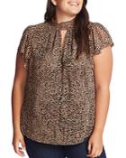 1.state Plus Leopard Muse Flutter-sleeve Top