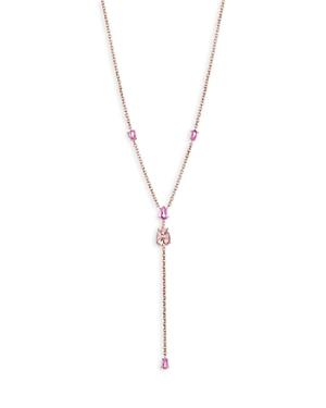 Hueb 18k Rose Gold Spectrum Morganite & Pink Sapphire Lariat Necklace, 16.5