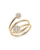 Diamond Triple Row Flower Ring In 14k Yellow Gold, .45 Ct. T.w. - 100% Exclusive