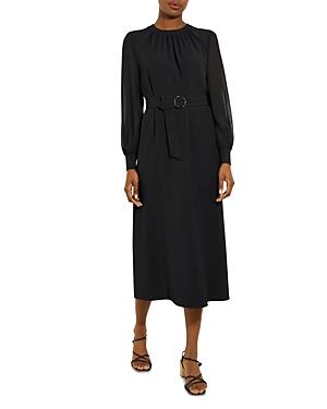 Misook Belted Crepe Midi Dress