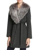 Sofia Cashmere Fur Collar Wool & Cashmere Wrap Coat