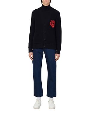 Sandro Tiger Patch Cardigan Sweater