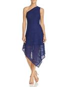 Adrianna Papell Stripe Lace Asymmetric Dress