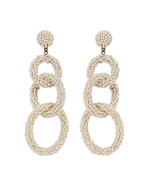 Deepa By Deepa Gurnani Ember Imitation Pearl Beaded Linked Circle Statement Earrings In Gold Tone