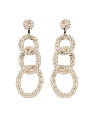 Deepa By Deepa Gurnani Ember Imitation Pearl Beaded Linked Circle Statement Earrings In Gold Tone