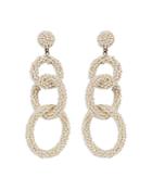 Deepa By Deepa Gurnani Ember Imitation Pearl Beaded Linked Circle Statement Earrings In Gold Tone