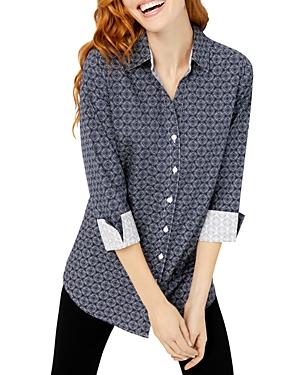 Foxcroft Faith Cotton Dot Geo Printed Shirt