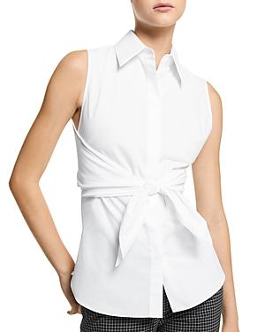 Michael Kors Collection Cotton Poplin Tie Detail Top