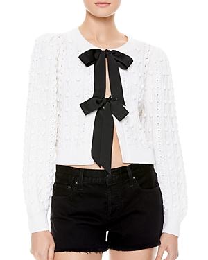 Alice + Olivia Kitty Bow Puff Sleeve Cardigan