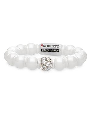 Roberto Demeglio 18k White Gold & White Ceramic Ring With Diamonds