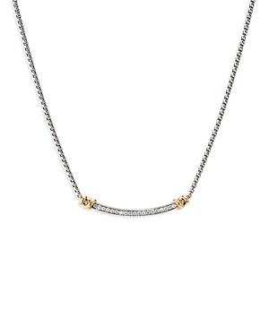 David Yurman Sterling Silver Petite Helena Station Necklace With 18k Yellow Gold & Diamonds, 17