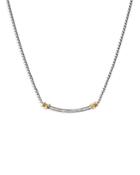 David Yurman Sterling Silver Petite Helena Station Necklace With 18k Yellow Gold & Diamonds, 17