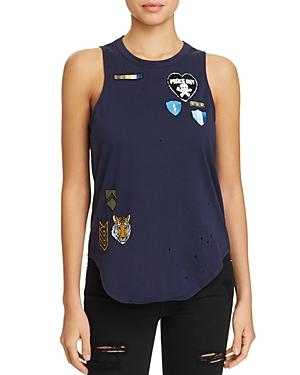 Chaser Distressed Patch-embellished Muscle Tank