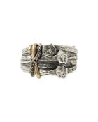 John Varvatos Men's Sterling Silver & Brass Nails Black Diamond Ring