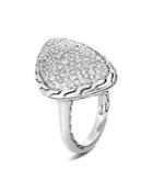 John Hardy Sterling Silver Classic Chain Pave Diamond Ring