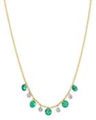 Meira T 14k Yellow Gold Drilled Emerald And Diamond Adjustable Dangle Necklace, 18