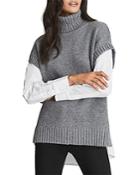 Reiss Avery Woven Mix Media Roll Neck Sweater