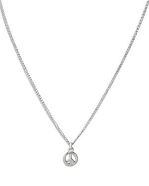 Allsaints Men's Peace Sign Pendant Necklace In Sterling Silver, 20