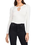 1.state Puff Sleeve Keyhole Top
