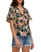 Velvet By Graham & Spencer Lucy Floral Print Flutter Sleeve Top