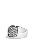 David Yurman Pave Signet Ring With Gray Sapphire In Silver