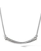 David Yurman Crossover Bar Necklace With Diamonds In Sterling Silver