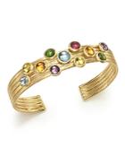 Marco Bicego 18k Yellow Gold Jaipur Five Band Mixed Semi-precious Gemstone Cuff Bracelet