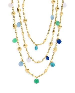 Capucine De Wulf Lily Drop Tri-strand Rainbow Necklace, 25