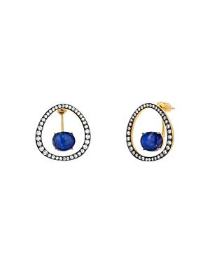 Nadri Ivy Blue Earrings In 18k Gold-plated Sterling Silver