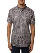 Robert Graham Firestone Cotton Printed Tailored Fit Short Sleeve Button Down Shirt