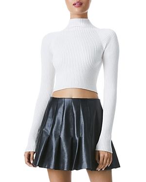 Alice And Olivia Irina Cropped Mockneck Ribbed Sweater