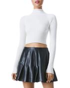Alice And Olivia Irina Cropped Mockneck Ribbed Sweater